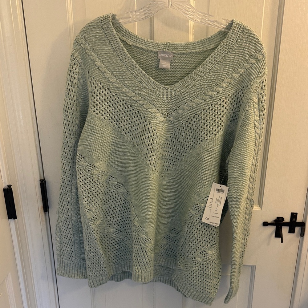 Chico’s Pullover Sweater - Sage Green NWT - Size 2